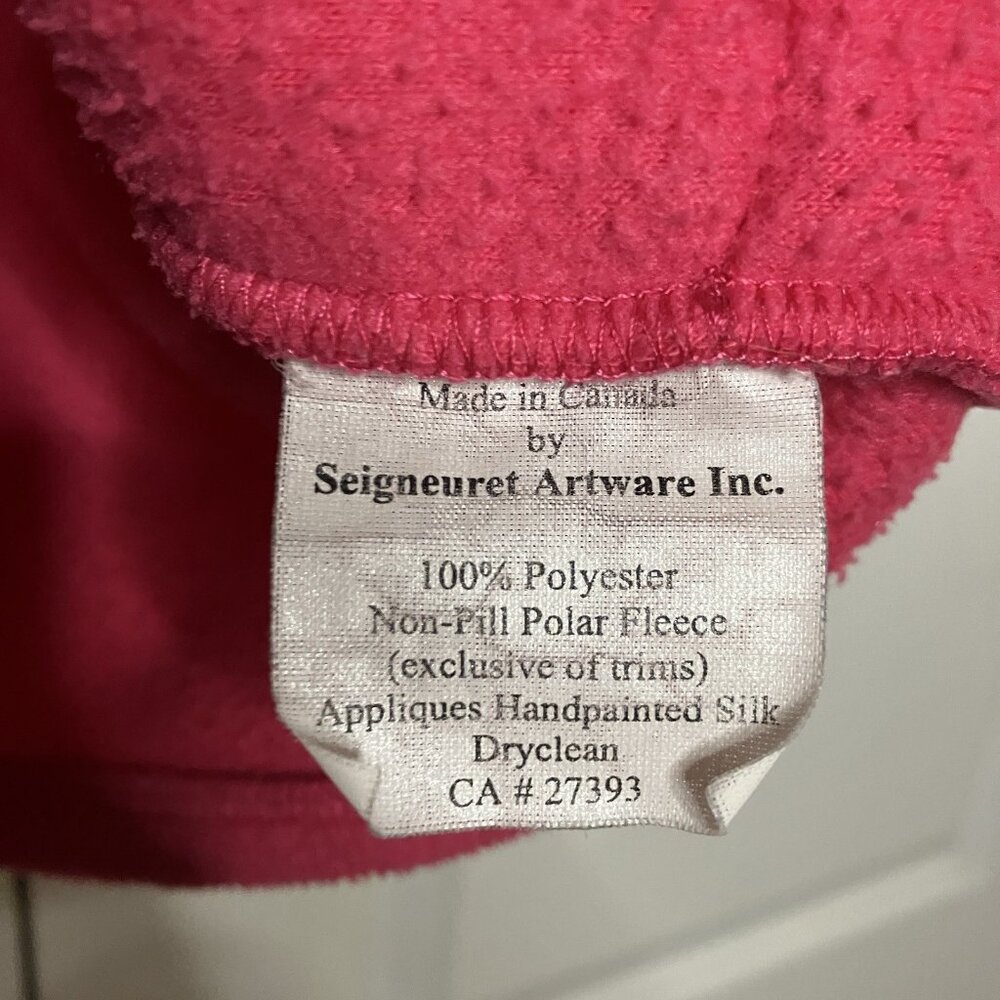 Vintage Christine Seigneuret Fleece Vest Womens S Pink Fleece OOAK Artsy Zip 90s - Picture 4 of 8